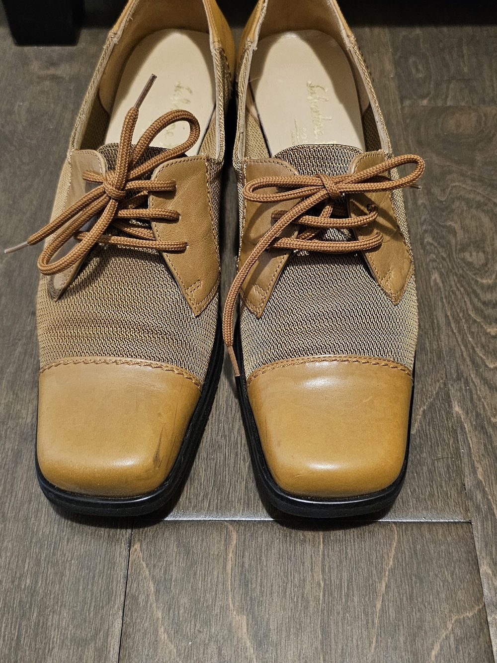 Salvatore Ferragamo Tan Leather & Woven Oxford Derbys
